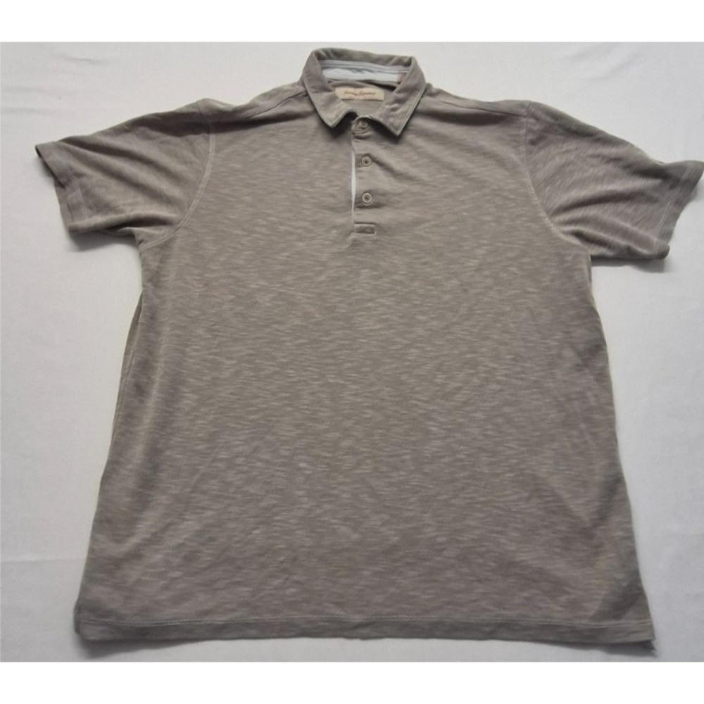 Tommy Bahama men's gray short sleeve classic polo‎ LG golf/Logo/beach